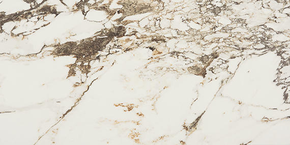 24x48 Panoramic Duet Subway Pattern Medium Veining Natural Marble-Look Polished Smooth Porcelain Tile Earth Brown