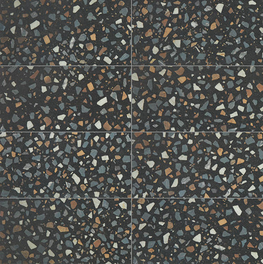24x48 Curation Fragment Shard  Natural Mixed-Material Look Polished Smooth Porcelain Tile Dark Charcoal