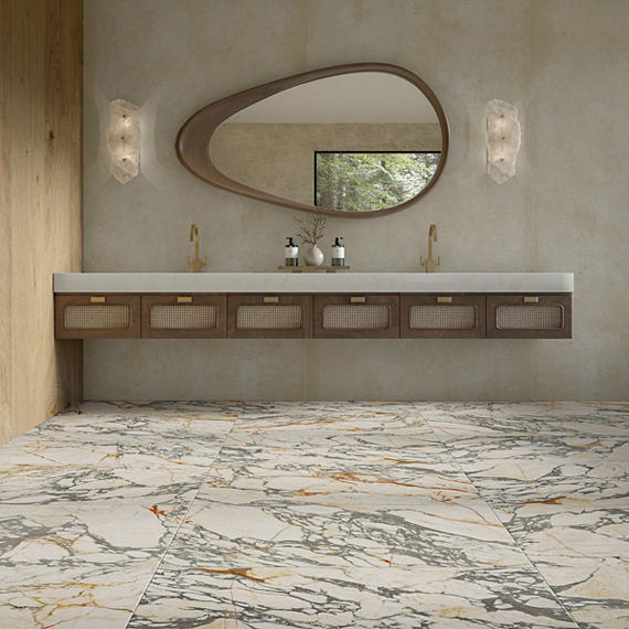 24x48 Sovran Light Veining  Natural Marble-Look Satin Smooth Porcelain Tile Warm White