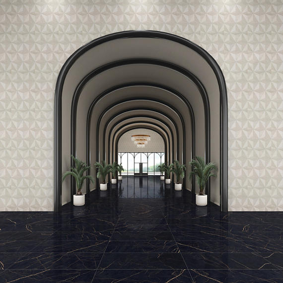 24x48 Sovran Light Veining  Natural Marble-Look Satin Smooth Porcelain Tile Black Gold