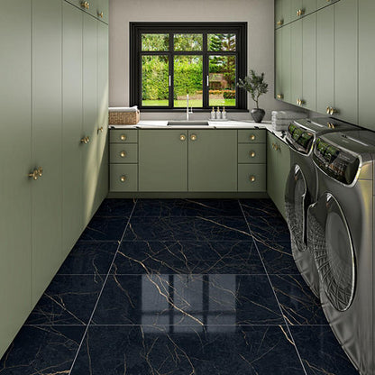 24x48 Sovran Light Veining  Natural Marble-Look Satin Smooth Porcelain Tile Black Gold