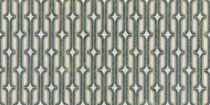 24x48 Sovran Chain  Natural Marble-Look Satin Smooth Porcelain Tile Teal Gold