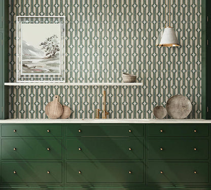 24x48 Sovran Chain  Natural Marble-Look Satin Smooth Porcelain Tile Teal Gold