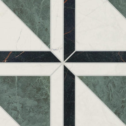 24x48 Sovran Chain  Natural Marble-Look Satin Smooth Porcelain Tile Emerald White