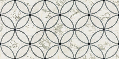 24x48 Sovran Chain  Natural Marble-Look Satin Smooth Porcelain Tile Ivory Gold