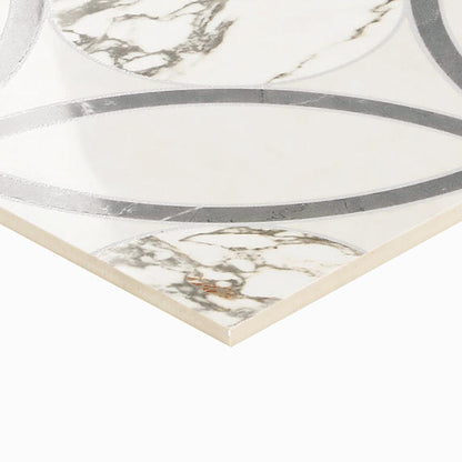 24x48 Sovran Chain  Natural Marble-Look Satin Smooth Porcelain Tile Ivory Gold