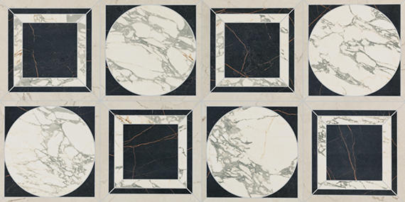 24x48 Sovran Chain  Natural Marble-Look Satin Smooth Porcelain Tile Ivory Black