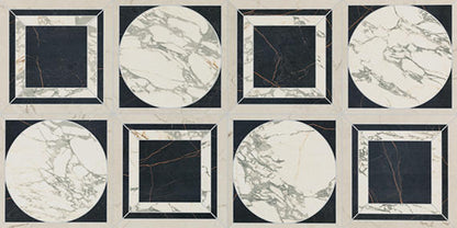 24x48 Sovran Chain  Natural Marble-Look Satin Smooth Porcelain Tile Ivory Black