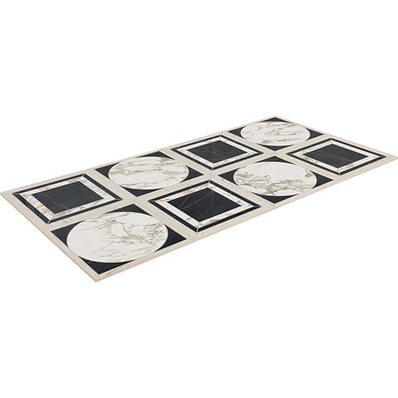 24x48 Sovran Chain  Natural Marble-Look Satin Smooth Porcelain Tile Ivory Black