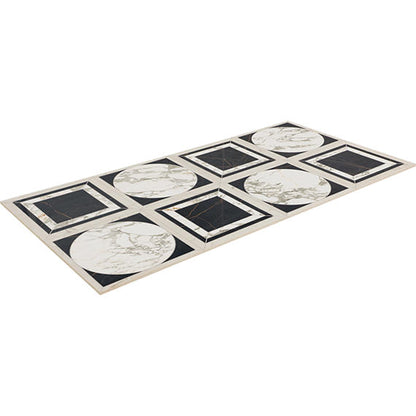 24x48 Sovran Chain  Natural Marble-Look Satin Smooth Porcelain Tile Ivory Black