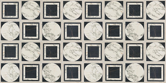 24x48 Sovran Chain  Natural Marble-Look Satin Smooth Porcelain Tile Ivory Black