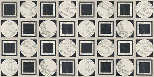 24x48 Sovran Chain  Natural Marble-Look Satin Smooth Porcelain Tile Ivory Black