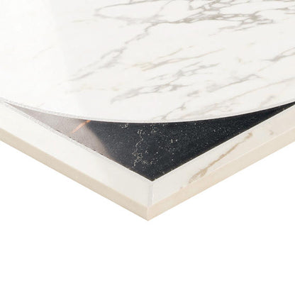 24x48 Sovran Chain  Natural Marble-Look Satin Smooth Porcelain Tile Ivory Black