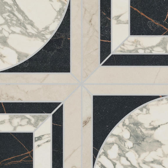 24x48 Sovran Chain  Natural Marble-Look Satin Smooth Porcelain Tile Ivory Black