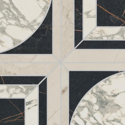 24x48 Sovran Chain  Natural Marble-Look Satin Smooth Porcelain Tile Ivory Black