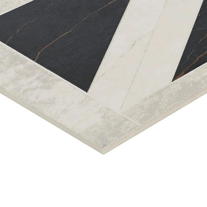 24x48 Sovran Chain  Natural Marble-Look Satin Smooth Porcelain Tile Black Ivory