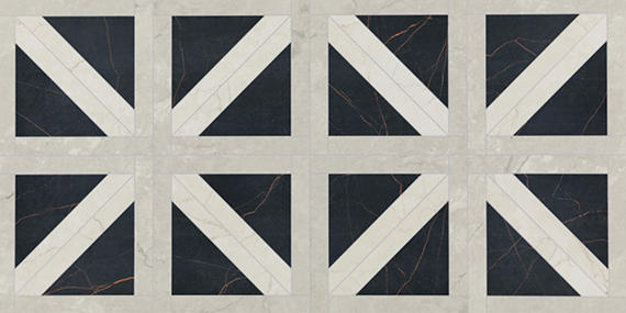 24x48 Sovran Chain  Natural Marble-Look Satin Smooth Porcelain Tile Black Ivory