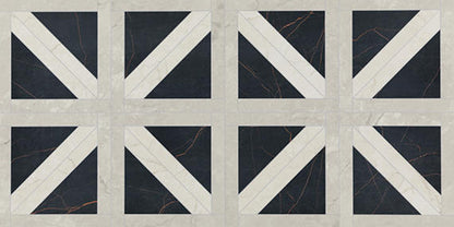 24x48 Sovran Chain  Natural Marble-Look Satin Smooth Porcelain Tile Black Ivory