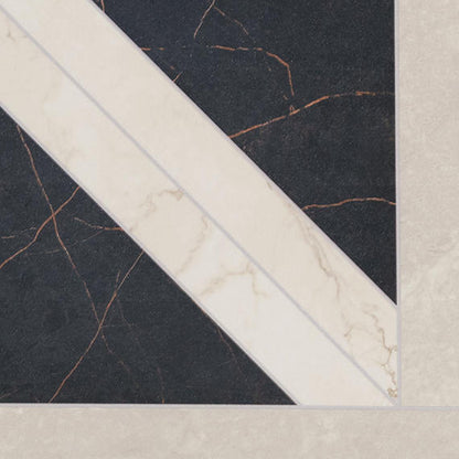 24x48 Sovran Chain  Natural Marble-Look Satin Smooth Porcelain Tile Black Ivory