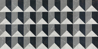 24x48 Sovran Chain  Natural Marble-Look Satin Smooth Porcelain Tile Dark Gray Blend