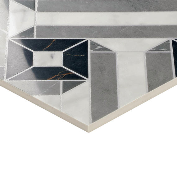 24x48 Sovran Chain  Natural Marble-Look Satin Smooth Porcelain Tile Gray Black