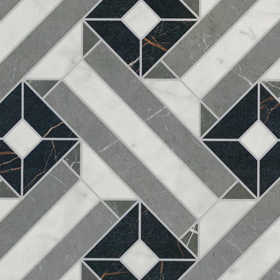 24x48 Sovran Chain  Natural Marble-Look Satin Smooth Porcelain Tile Gray Black