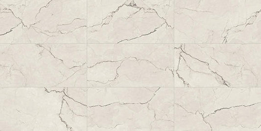 24x48 Sovran Medium Veining  Natural Marble-Look Satin Smooth Porcelain Tile Cream White