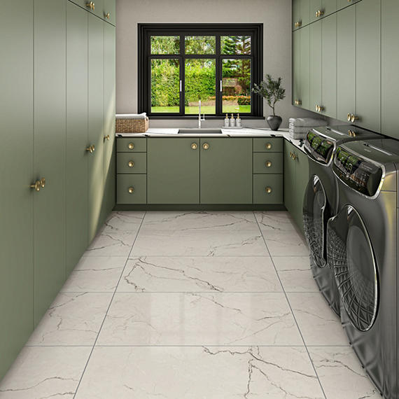 24x48 Sovran Medium Veining  Natural Marble-Look Satin Smooth Porcelain Tile Cream White