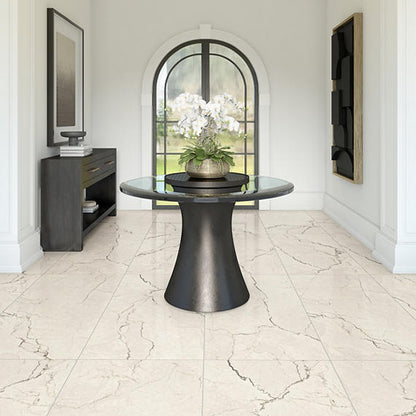 24x48 Sovran Medium Veining  Natural Marble-Look Satin Smooth Porcelain Tile Cream White