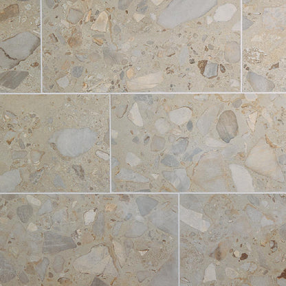 24x48 Sand And Stone Fragment Shard  Natural Stone-Look Satin Smooth Porcelain Tile Taupe Gray