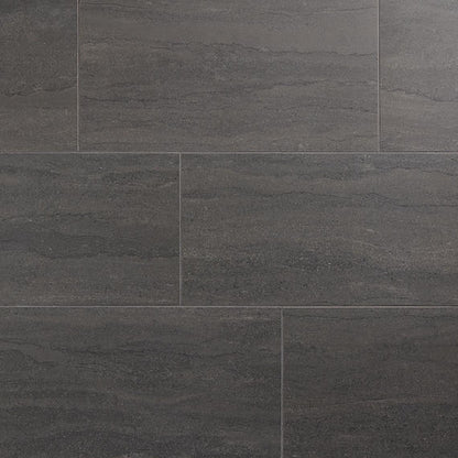 24x48 Haddonstone  Natural Stone-Look Polished Smooth Porcelain Tile Velvet Black