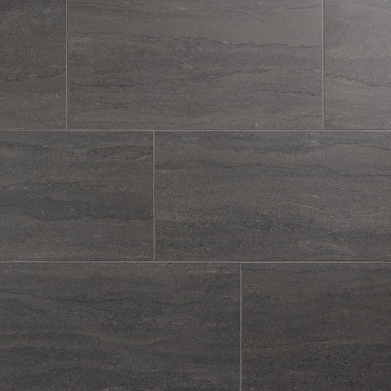 24x48 Haddonstone Medium Veining  Stepwise Stone-Look Matte Smooth Porcelain Tile Velvet Black
