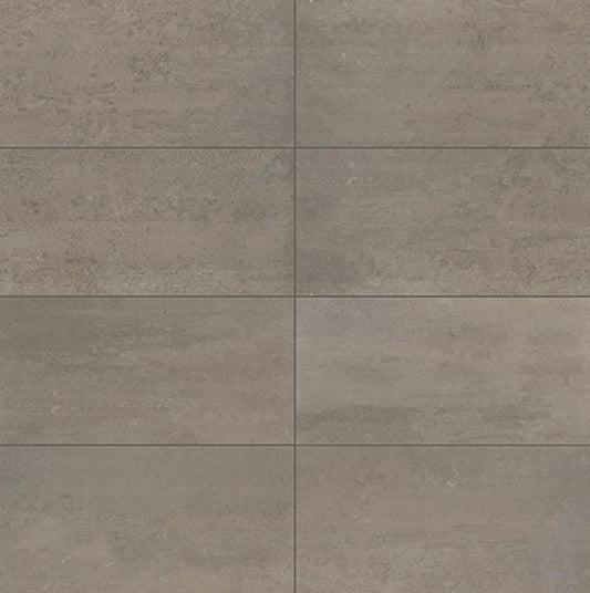 24x48 Theoretical Evolved  Stepwise Concrete-Look Matte Smooth Porcelain Tile Brown