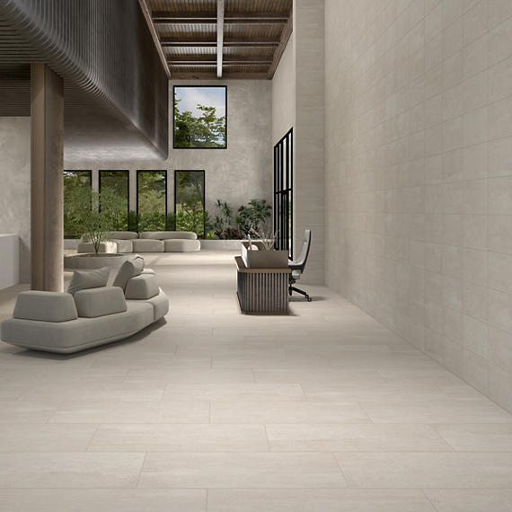 24x48 Theoretical Evolved  Stepwise Concrete-Look Matte Smooth Porcelain Tile Cement Gray