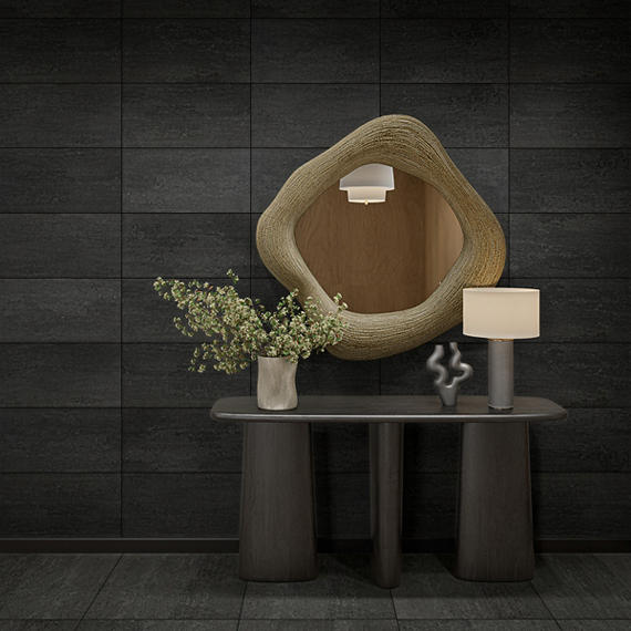 24x48 Theoretical Evolved  Stepwise Concrete-Look Matte Smooth Porcelain Tile Black