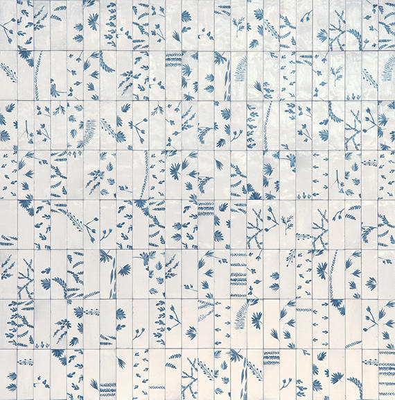 2x6 Rice Leaf  Patterned Mixed-Color Glossy Smooth Porcelain Tile Dusty White