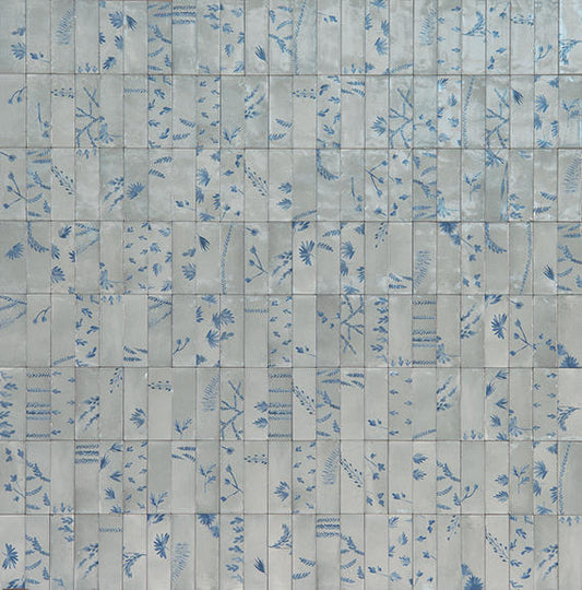 2x6 Rice Leaf  Patterned Mixed-Color Glossy Smooth Porcelain Tile Soft Gray