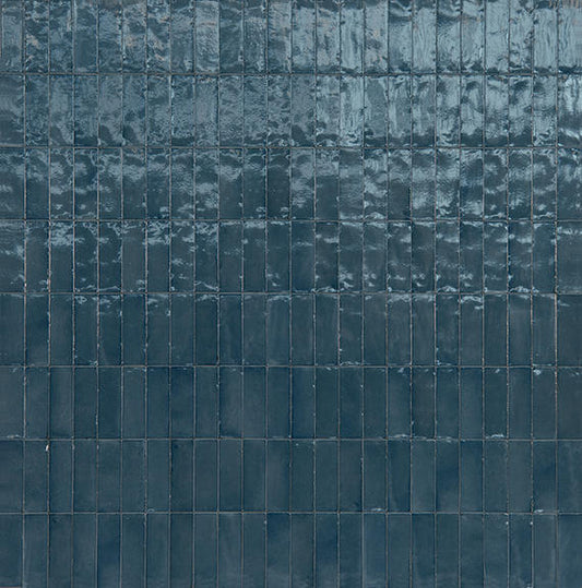 2x6 Rice  Natural Natural-Look Glossy Smooth Porcelain Tile Slate Blue