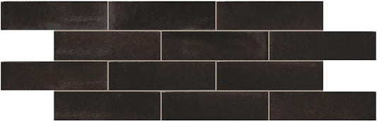 2x8 Conrad Brick  Patterned Solid-Color Glossy Smooth Porcelain Tile Deep Brown