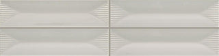 2x8 Color Story Pinstripes Natural Solid-Color Glossy 3D-Geometric Wave Crest Ceramic Tile