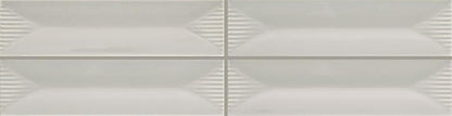 2x8 Color Story Pinstripes  Natural Solid-Color Glossy 3D-Geometric Wave Crest Ceramic Tile Light Gray