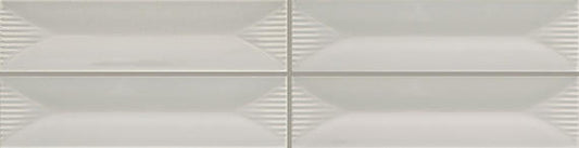 2x8 Color Story Pinstripes  Natural Solid-Color Glossy 3D-Geometric Wave Crest Ceramic Tile Light Gray