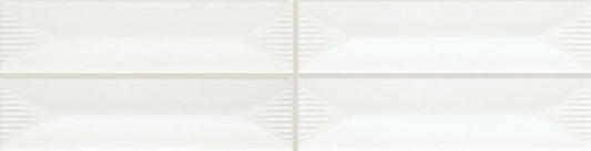 2x8 Color Story Pinstripes  Natural Solid-Color Glossy 3D-Geometric Wave Crest Ceramic Tile Pure White