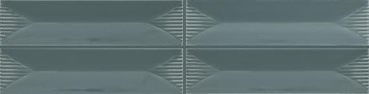 2x8 Color Story Pinstripes  Natural Solid-Color Glossy 3D-Geometric Wave Crest Ceramic Tile Slate Teal
