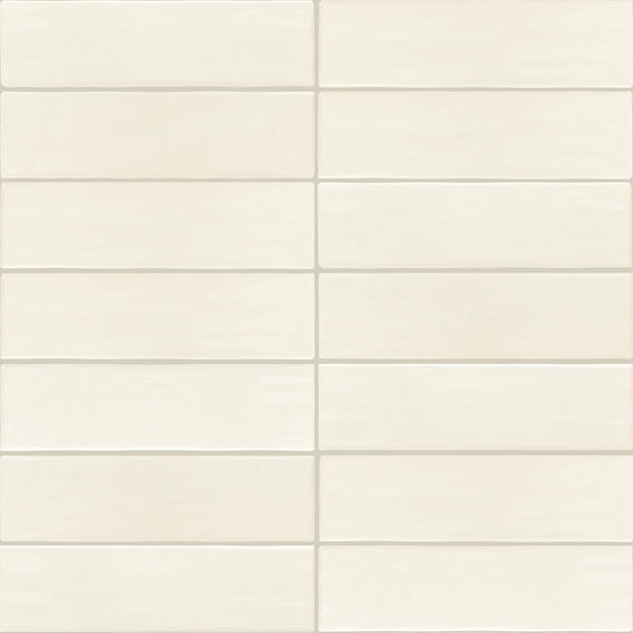 3x12 Artcrafted  Handcrafted Solid-Color Glossy Smooth Ceramic Tile Cream White