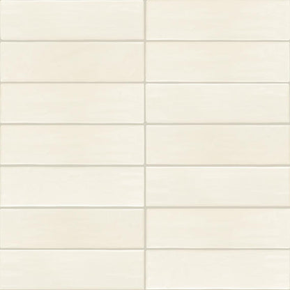 3x12 Artcrafted  Handcrafted Solid-Color Glossy Smooth Ceramic Tile Cream White