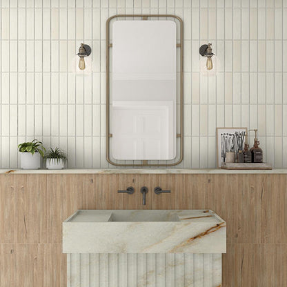 3x12 Artcrafted  Handcrafted Solid-Color Glossy Smooth Ceramic Tile Cream White