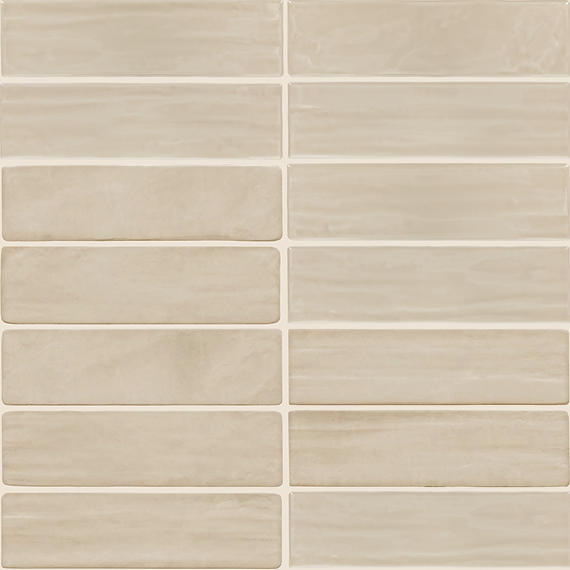 3x12 Artcrafted  Handcrafted Solid-Color Glossy Smooth Ceramic Tile Pale Beige
