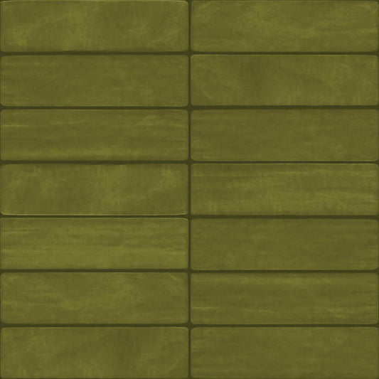 3x12 Artcrafted  Handcrafted Solid-Color Glossy Smooth Ceramic Tile Deep Green