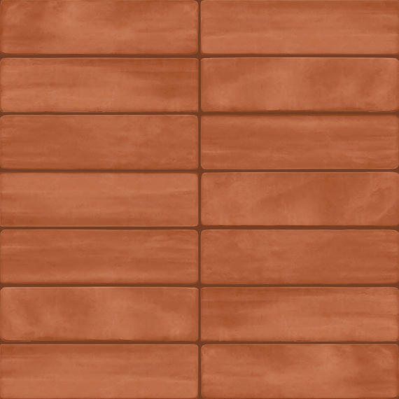 3x12 Artcrafted  Handcrafted Solid-Color Glossy Smooth Ceramic Tile Terracotta Red